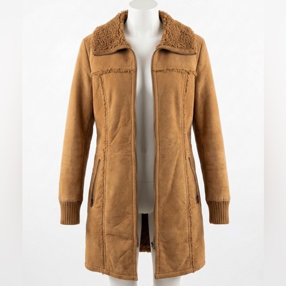 Cherry LA Jackets & Blazers - Vintage Cherry LA Women's Tan Genuine Leather Suede Teddy Jacket 80s 90s Y2K